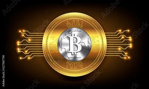 Golden crypto currency, vector