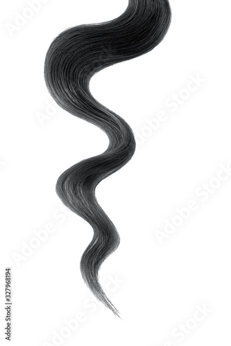 Black hair wavy stripe on white, isolated