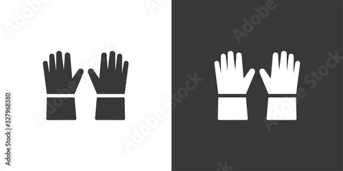 Gloves. Isolated icon on black and white background. Clothing vector illustration