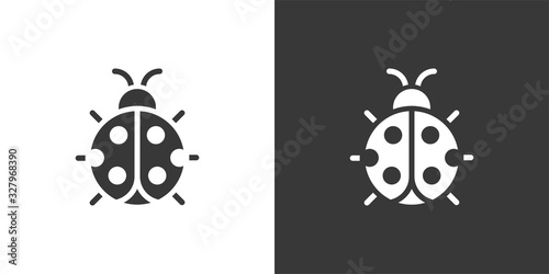 Ladybug. Isolated icon on black and white background. Animal vector illustration