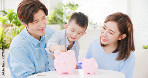 Photo family saving money concept