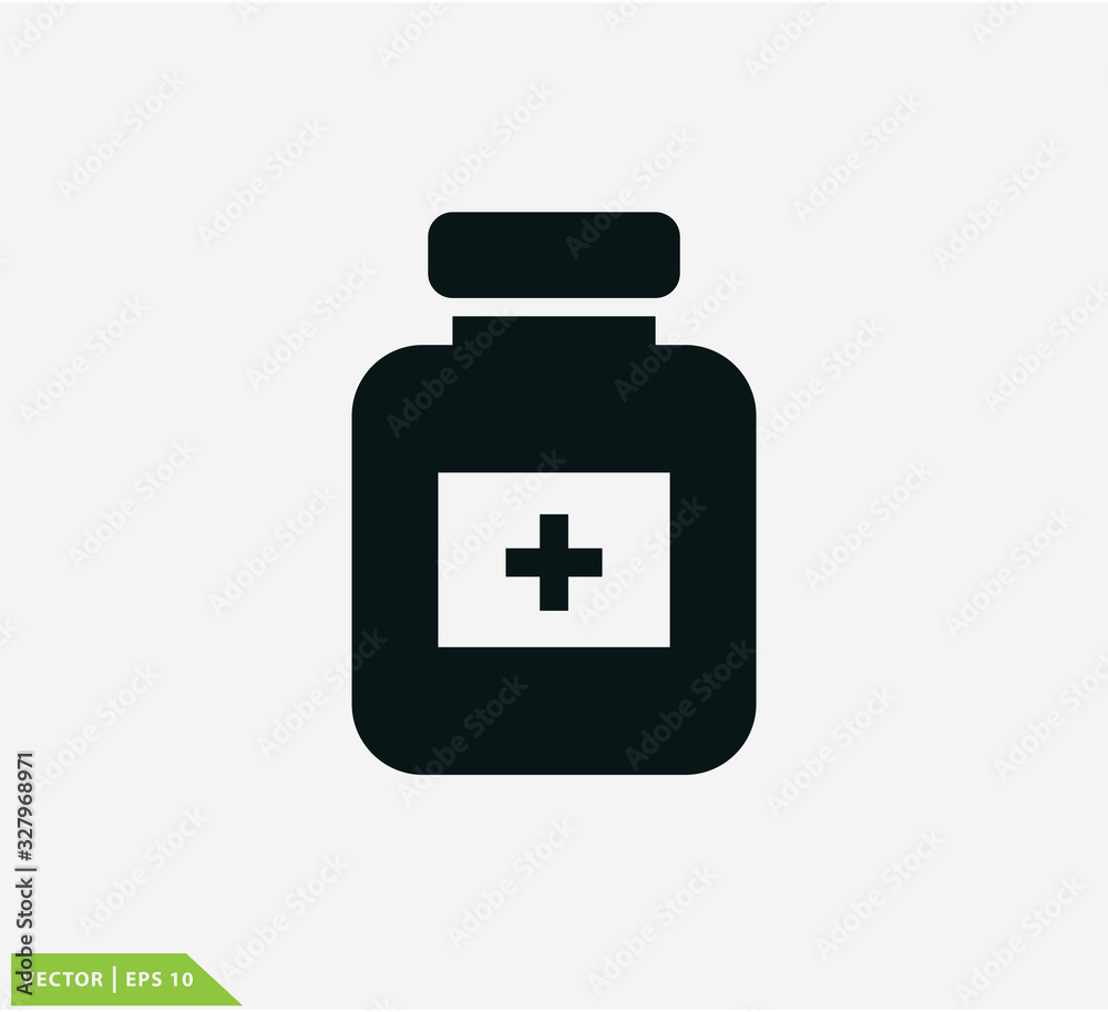 Pill bottle icon vector logo design template Pill bottle icon vector logo design template