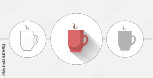 Coffee cup flat icon. solid and line icons