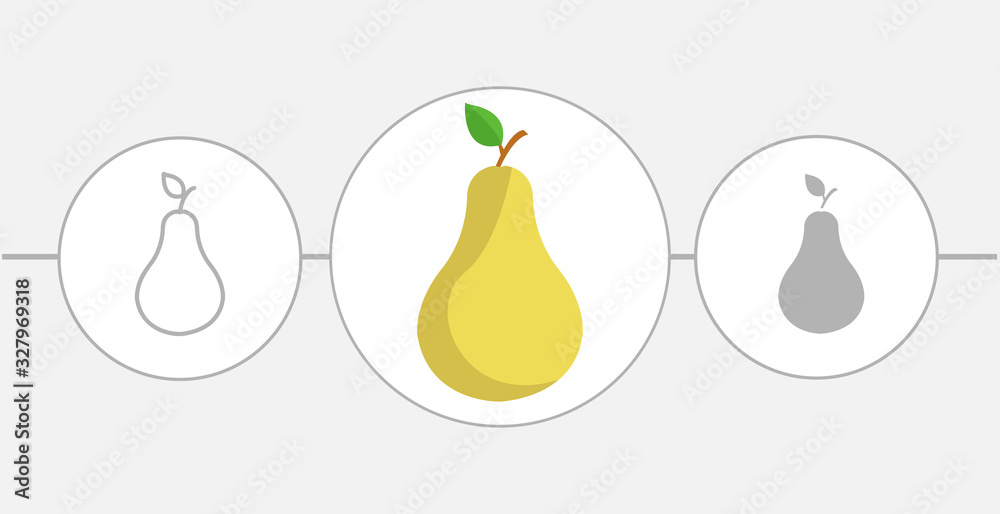 pear flat icon. solid and line icons pear flat icon. solid and line icons