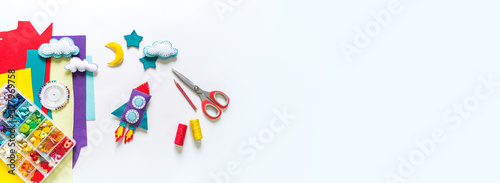 Rocket craft space toy. Made from felt. Banner Paper craft