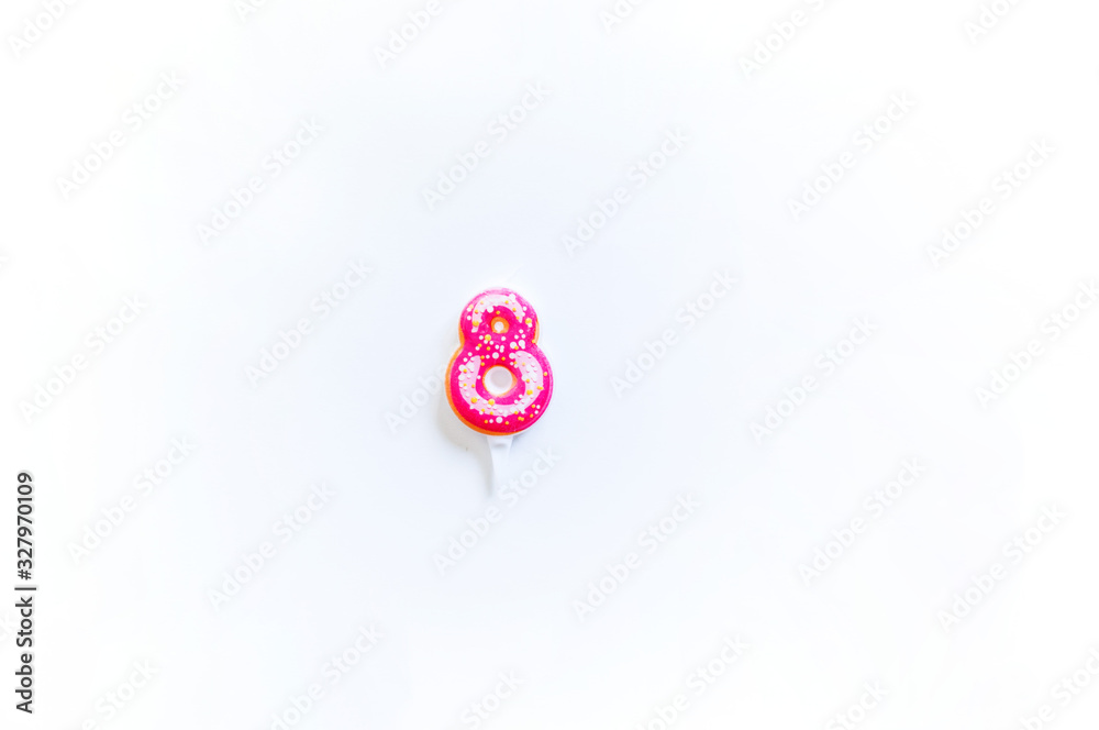 Candle number 8. Donut holiday Candle number 8. Donut holiday