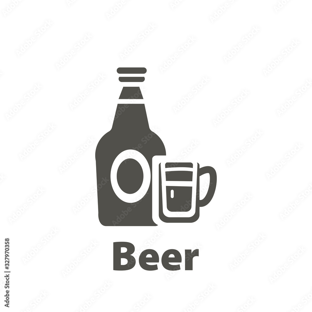 bottle of beer with glass icon bottle of beer with glass icon