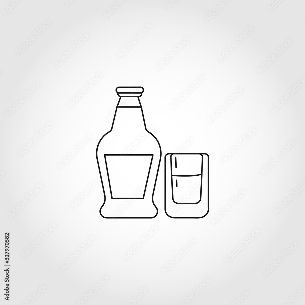 bottle of alcohol with glass line icon bottle of alcohol with glass line icon