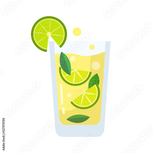 mojito flat vector illustration with mint