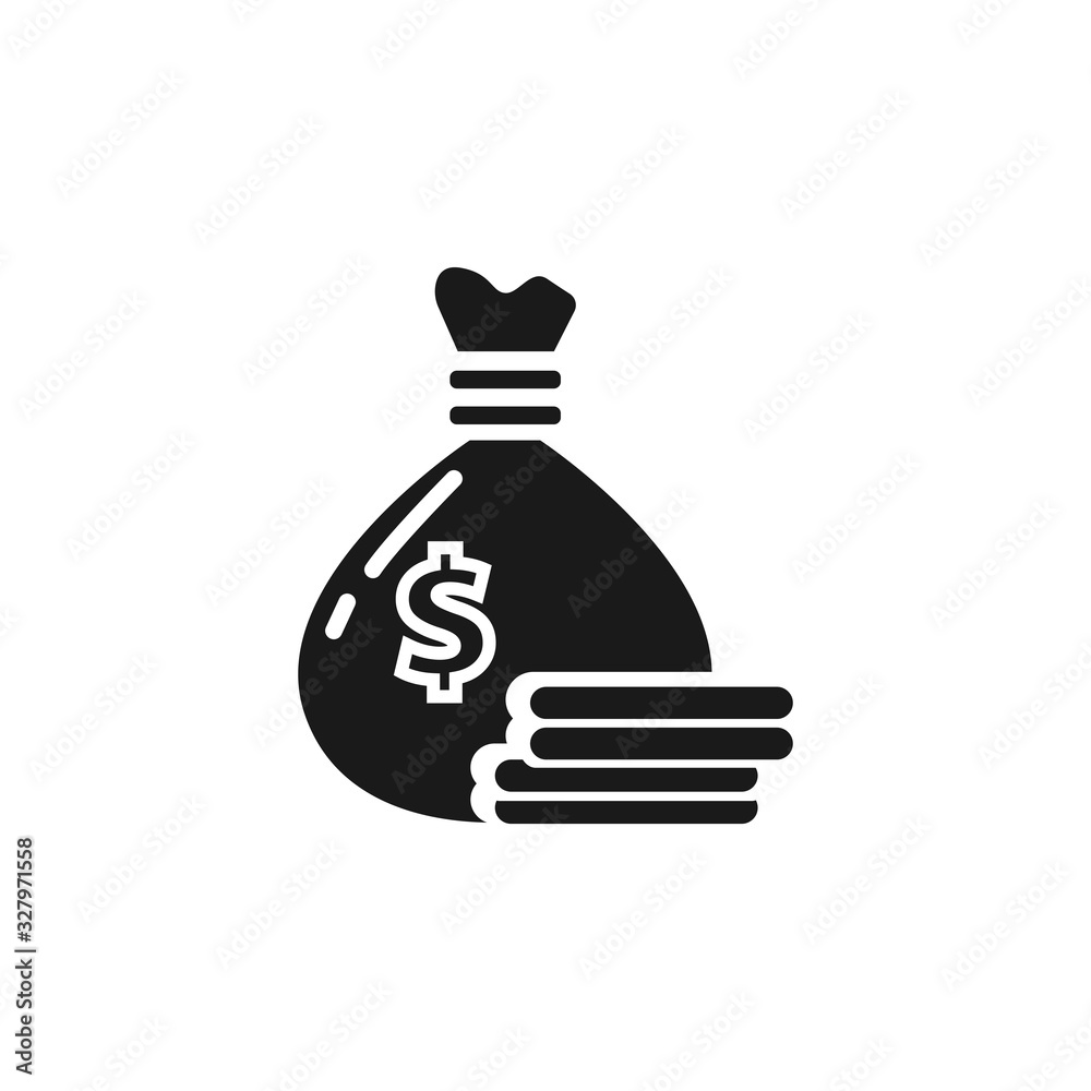 Money pouch isolated vector solid icon Money pouch isolated vector solid icon