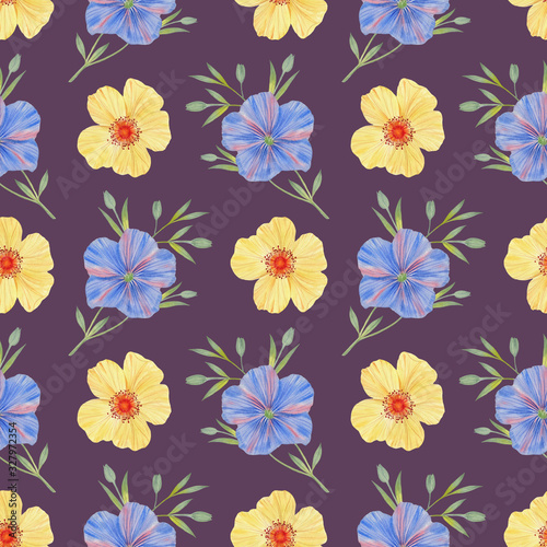  Hand painted colorful flowers. Flower pattern for design. Seamless floral pattern. Drawn flowers for packaging  wallpaper  fabric.