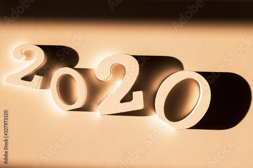 2020 number on brown background.