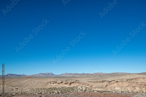 Clear Blue Mojave Desert Skies Above Arrow Canyon Wilderness  Clark County  Nevada  USA