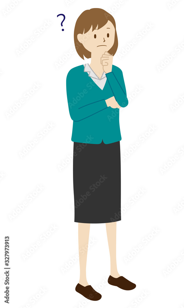 Illustration of a businesswoman standing (thinking) Illustration of a businesswoman standing (thinking)