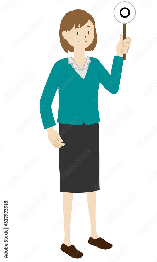 Illustration of a businesswoman standing(Raise the correct answer) Illustration of a businesswoman standing(Raise the correct answer)
