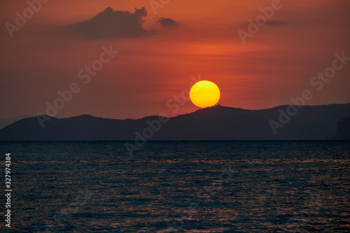 1 March 2020, a sunset view at Khlong Muang Beach in Krabi province of Thailand. © grit.wattanapruek