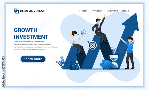 Modern flat web page design concept of Investment, businessmen success grow their business, increase financial profit. Flat landing page template. vector illustration