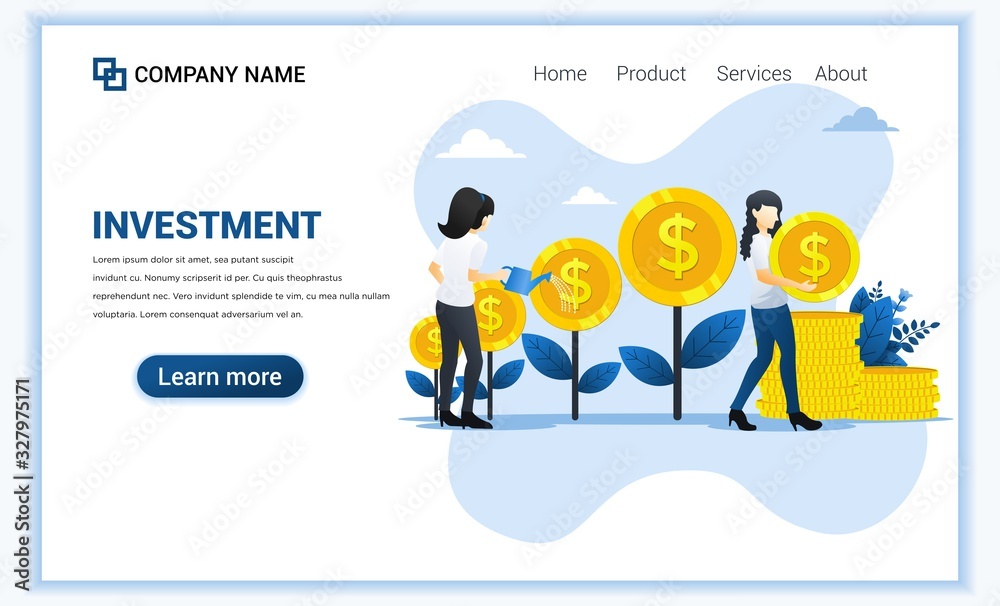 Money investment concept with women watering money tree and collect coin, increase profit, grow business. Can use for web banner, infographics, landing page, web template. Flat vector illustration