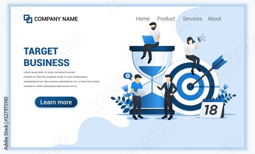 Business concept with characters. target business, goal achievement, leadership, partnership. Flat vector illustration
