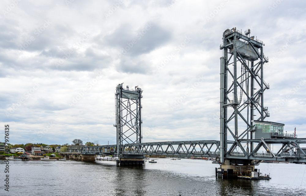 Truss Drawbridge across the bay in Boston Truss Drawbridge across the bay in Boston