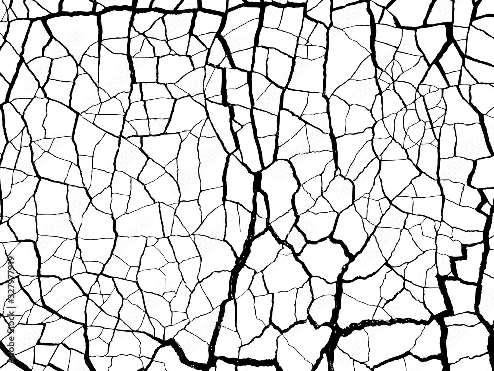 Obraz premium The cracks texture white and black. Vector background.Cracked earth. Structure of cracking. Cracks in dry surface soil texture. shards