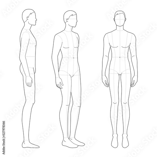 Fashion template of standing men. 