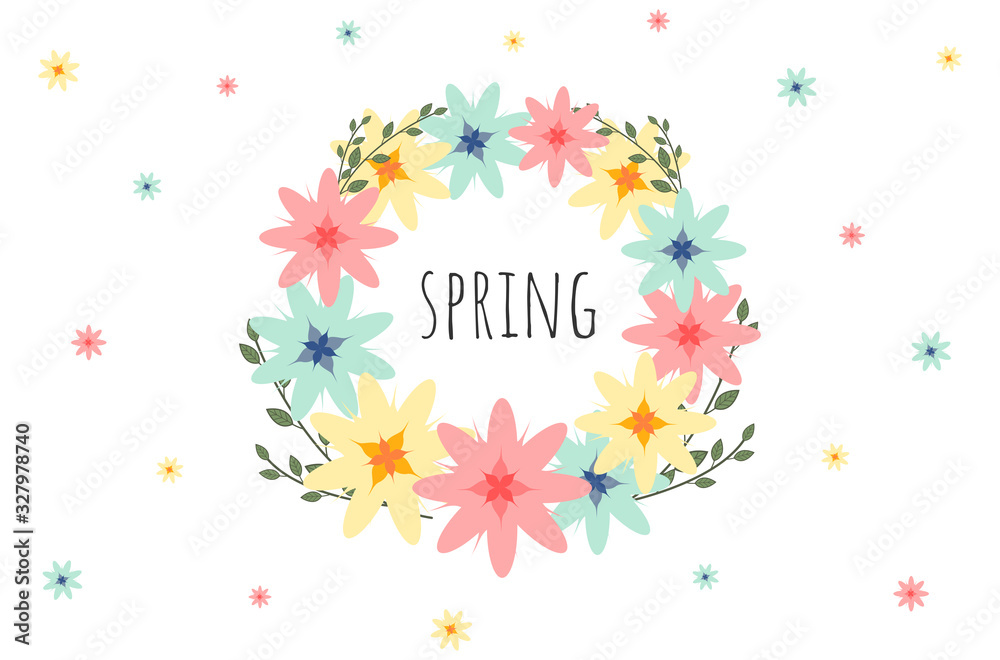 A bunch of flowers in various colors. A bunch of flowers in spring. Variety of colorful flower bunches in vector.