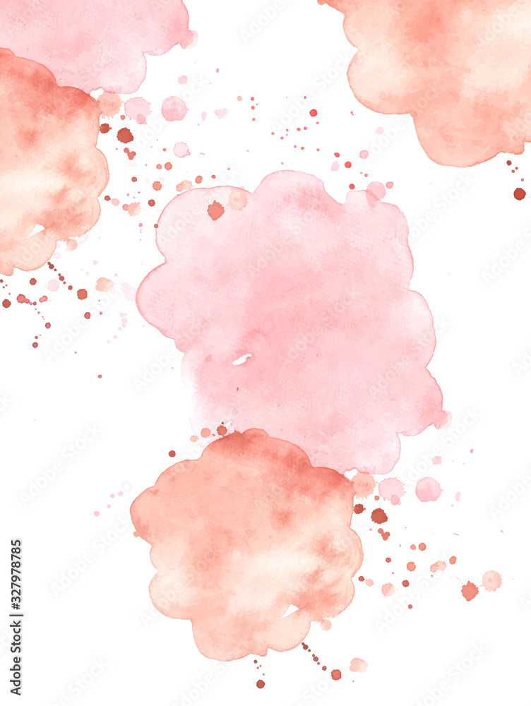 Abstract splash watercolor on white background. Red, orange pastel color. Vector illustratin.