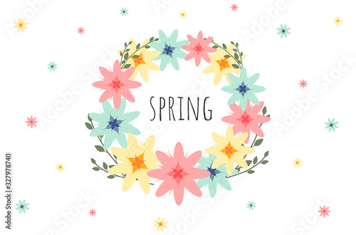 A bunch of flowers in various colors. A bunch of flowers in spring. Variety of colorful flower bunches in vector.