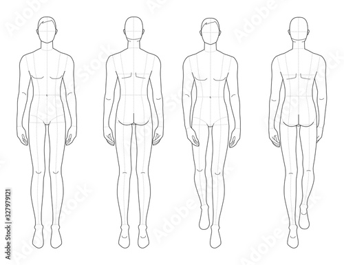 Fashion template of standing and walking men. 
