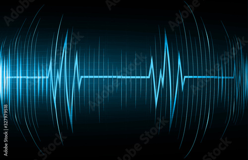 Sound waves oscillating dark blue light