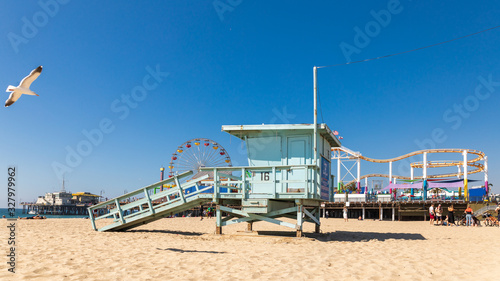 Santa Monica pier beach in LA, California © yooranpark