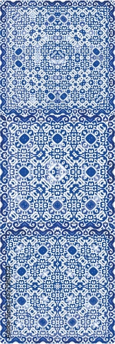 Colored antique patterns in ceramic ethnic tiles.