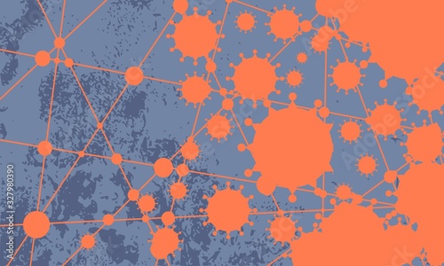 Modern brochure, report or leaflet design template. Medical industry, biotechnology and biochemistry concept. Scientific medical designs. Virus diseases relative theme. Connected lines with dots.