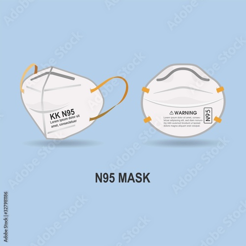 Two N95 medical mask vector illustration. N95 Mask,Respiratory Protection Mask,Healthcare.