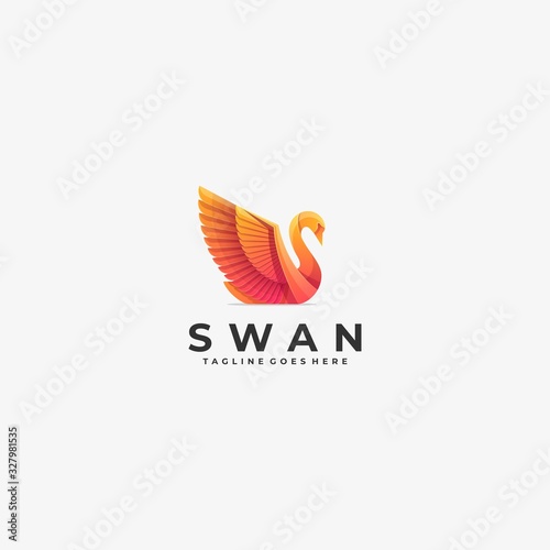 Vector Logo Illustration Swan Gradient Colorful.