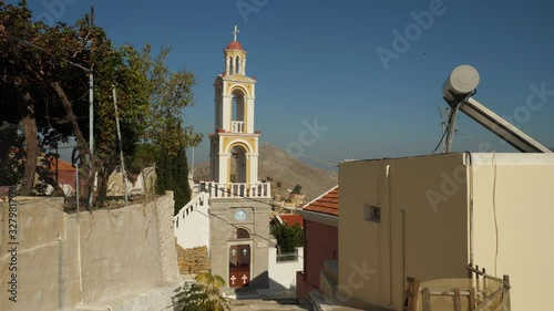 View on the Church of Agiou Athanasiou in Symi Island, Greece photo