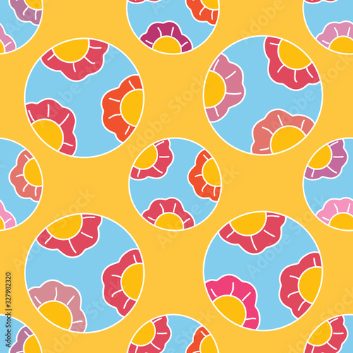 Vector Floral and Circle Repeating Seamless Pattern. Perfect for fabric, wallpaper and scrap booking.