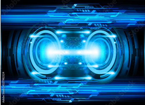 Blue eye cyber circuit future technology concept background