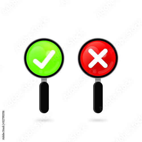 Check box list icons true and false set, green and red isolated on transparent background.