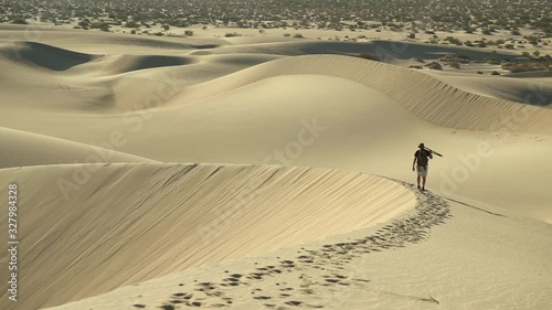 Male Hiker in Death Valley Sand Dunes