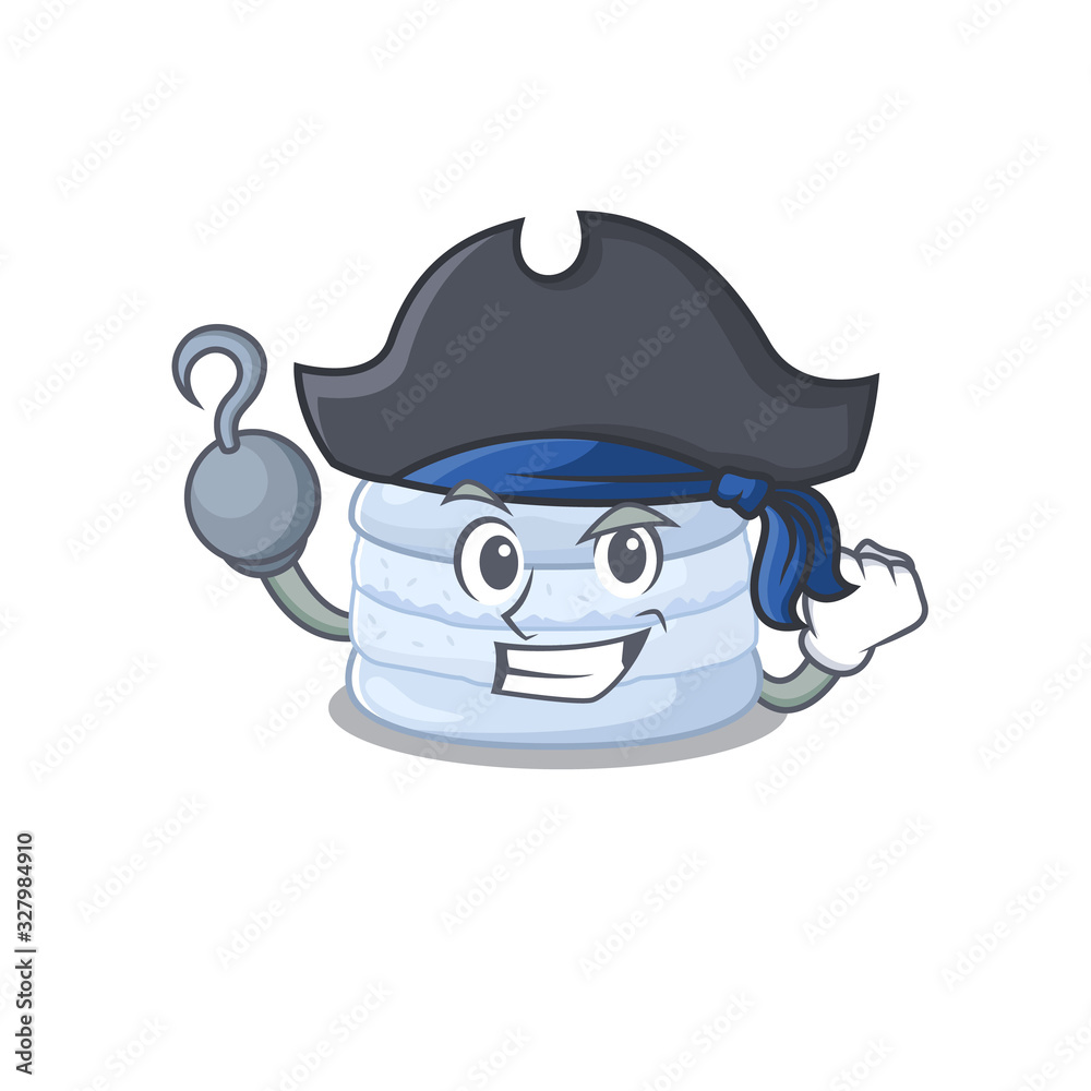 Cute blueberry macaron mascot design with a hat