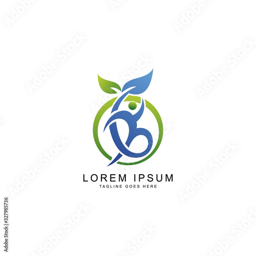 leaf people logo template