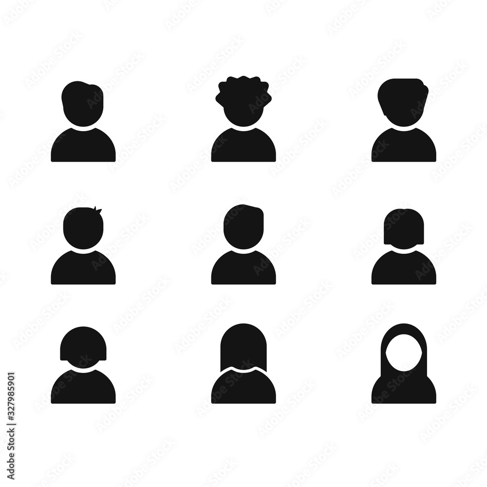Set of silhouette user avatar icons for web and mobile app. Male and female icon design. Set of silhouette user avatar icons for web and mobile app. Male and female icon design.