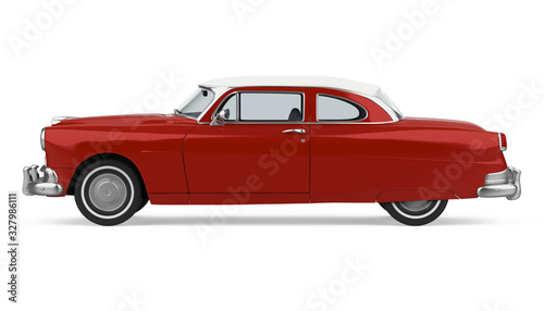 Red Vintage Car Isolated