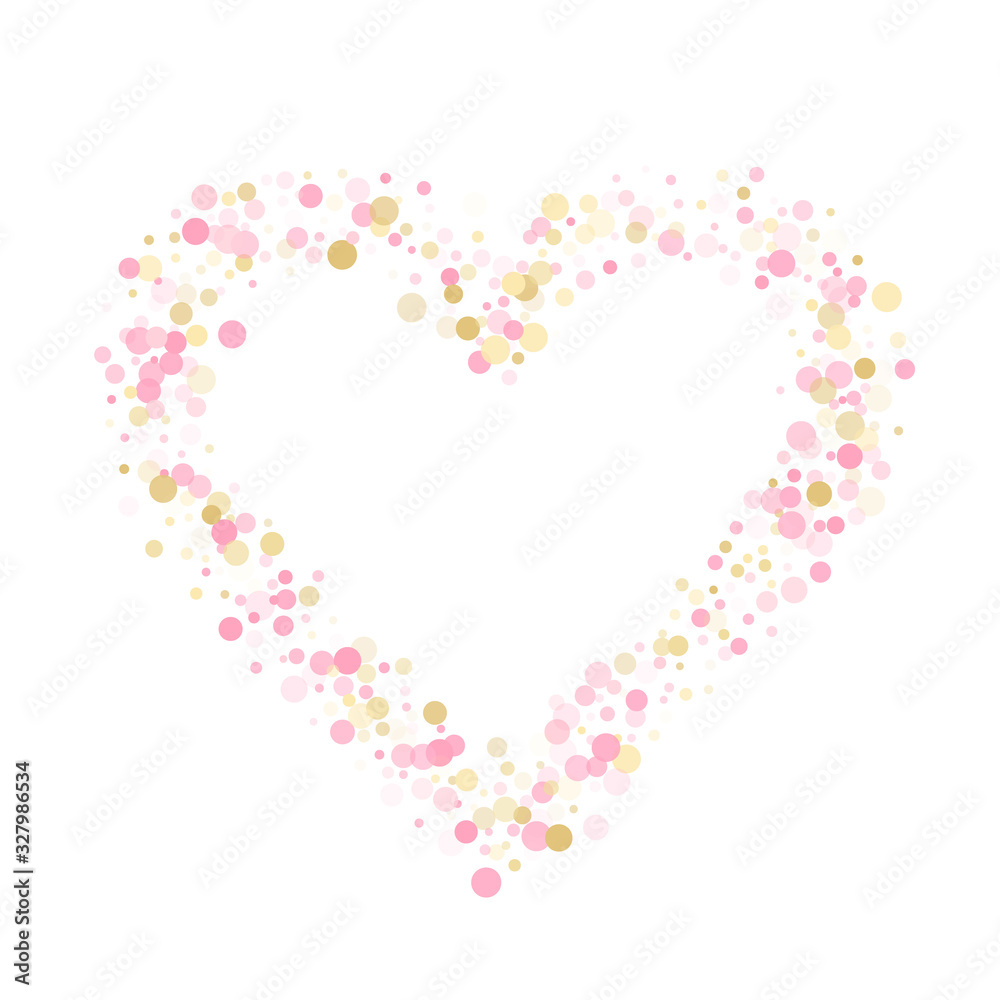 Rose gold confetti circle decoration for Valentine card background.