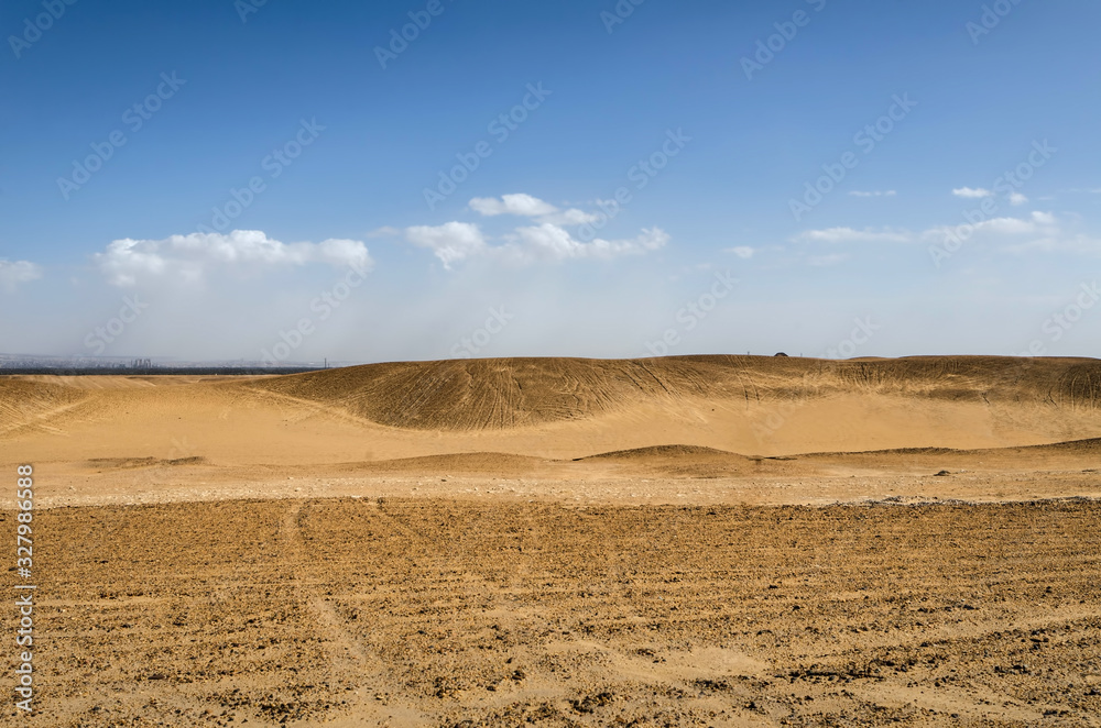 The beautiful landscape of the desert at Giza Egypt The beautiful landscape of the desert at Giza Egypt
