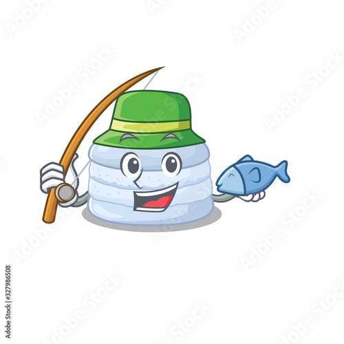 A Picture of happy Fishing blueberry macaron design