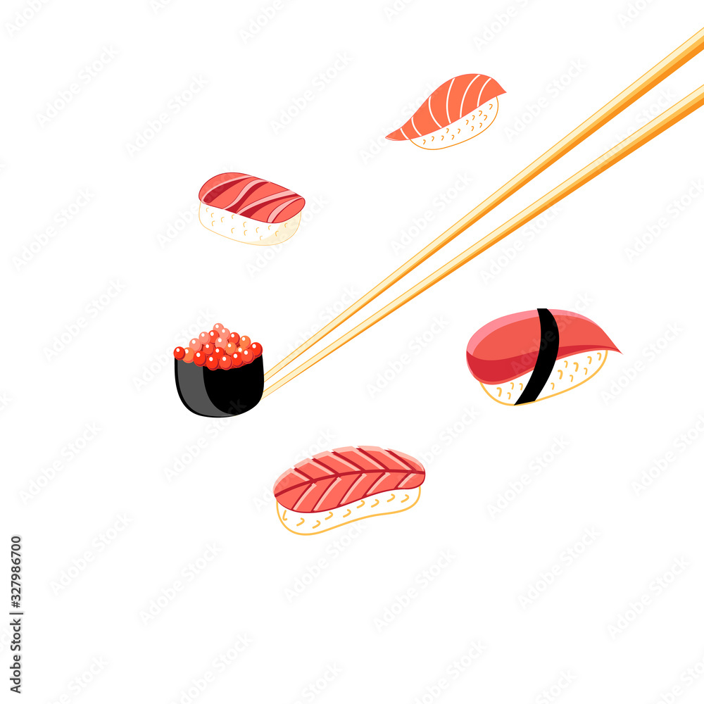 Illustration of a delicious sushi background