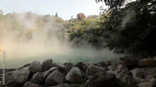 Smoke on the water hot springs in Taipei, Taiwan, Beitou Thermal Valley photo